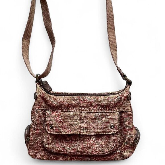 Vintage Fossil Boho Canvas Shoulder Bag – Paisley Print (2000s) - Picture 1 of 1